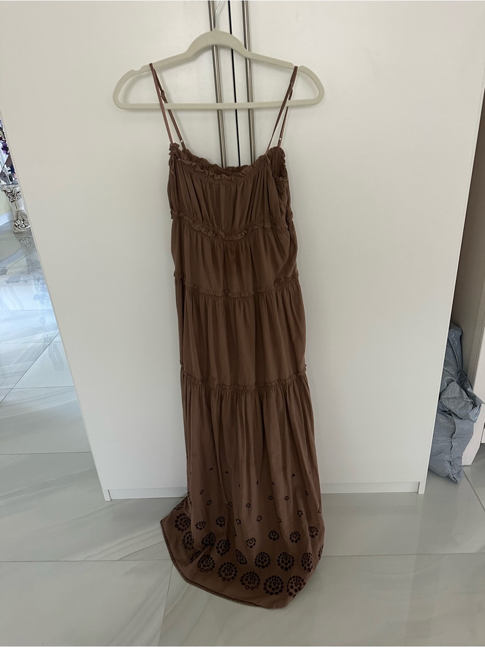 Juicy Couture Brown Tiered Maxi Dress with Eyelet Detail